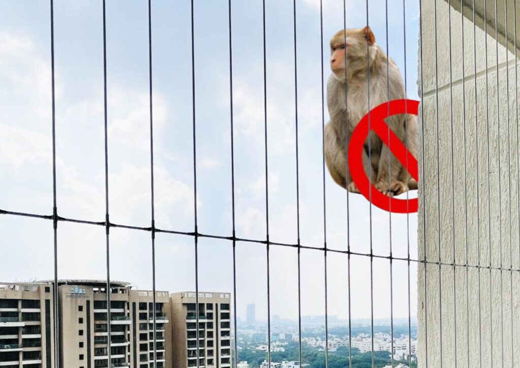 Invisible Grills for Monkeys Control invisible grills for monkey control in Bangalore residential areas